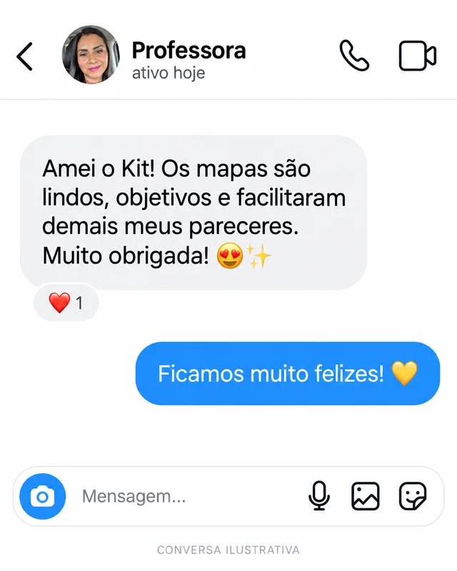 Conversa ilustrativa: Amei o Kit! Os mapas são lindos, objetivos e facilitaram demais meus pareceres.